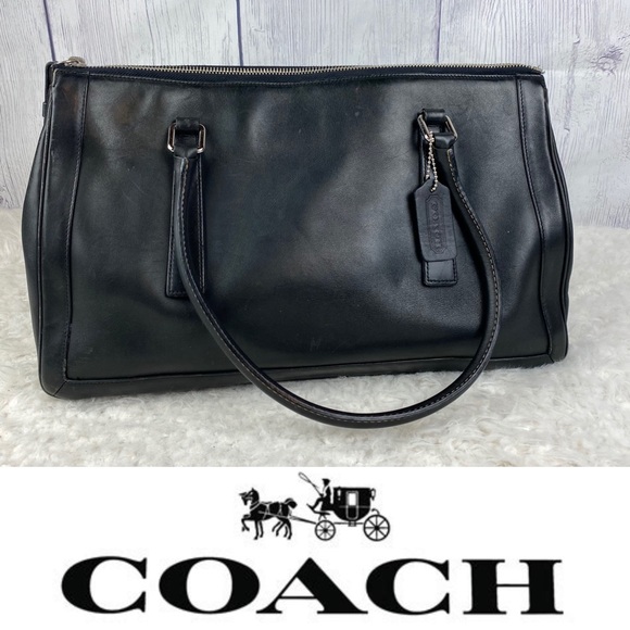 Coach Handbags - Coach 9419 Hampton Black Leather Satchel Handbag